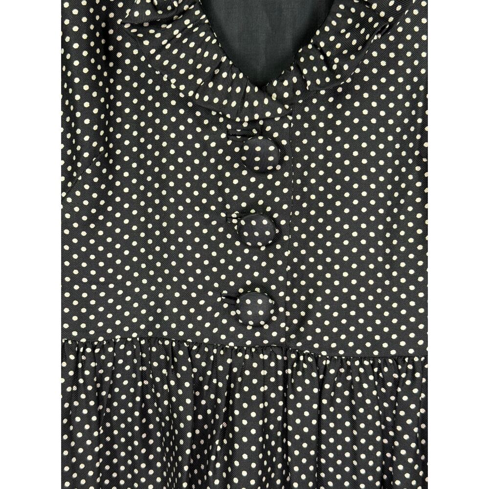 Women's Vintage J. Crew 100% Silk Black and white‎ Polka Dot Dress Size 0 - Picture 6 of 8